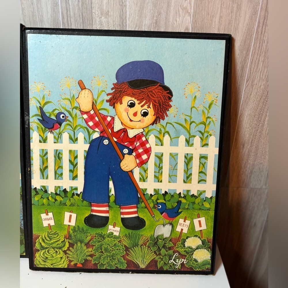 Vintage Wooden Colorful Raggedy Ann And Andy Doll Garden Art Prints - Picture 2 of 7